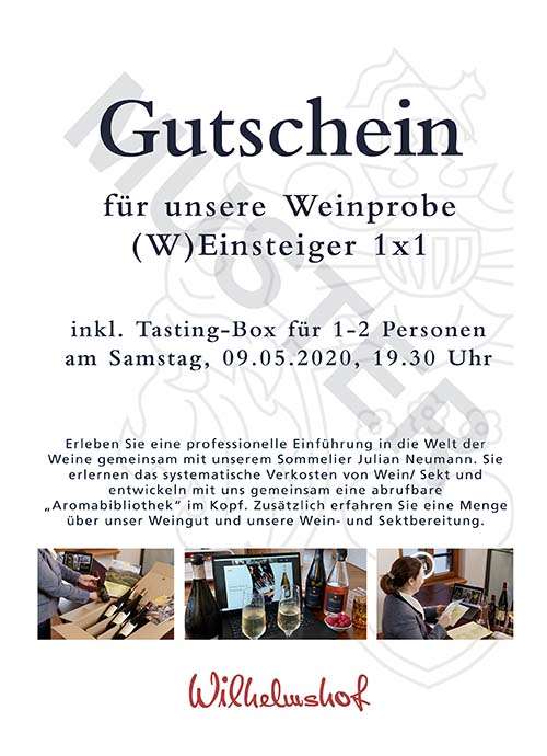 Wilhelmshof Gutschein W-Einsteiger Weinprobe