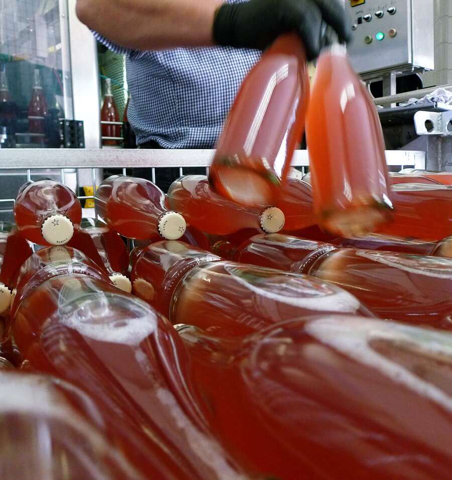 Rosesekt bei der Abfüllung Wein- uns Sektgut Wilhelmshof