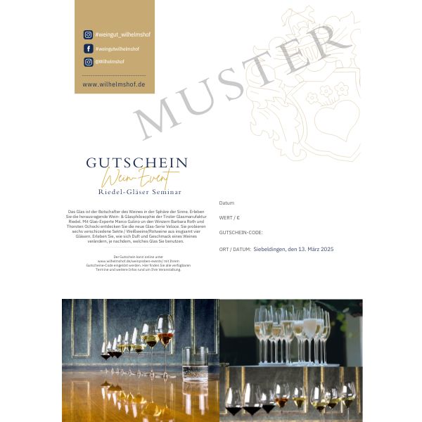 Gutschein Riedel-Gläser-Seminar